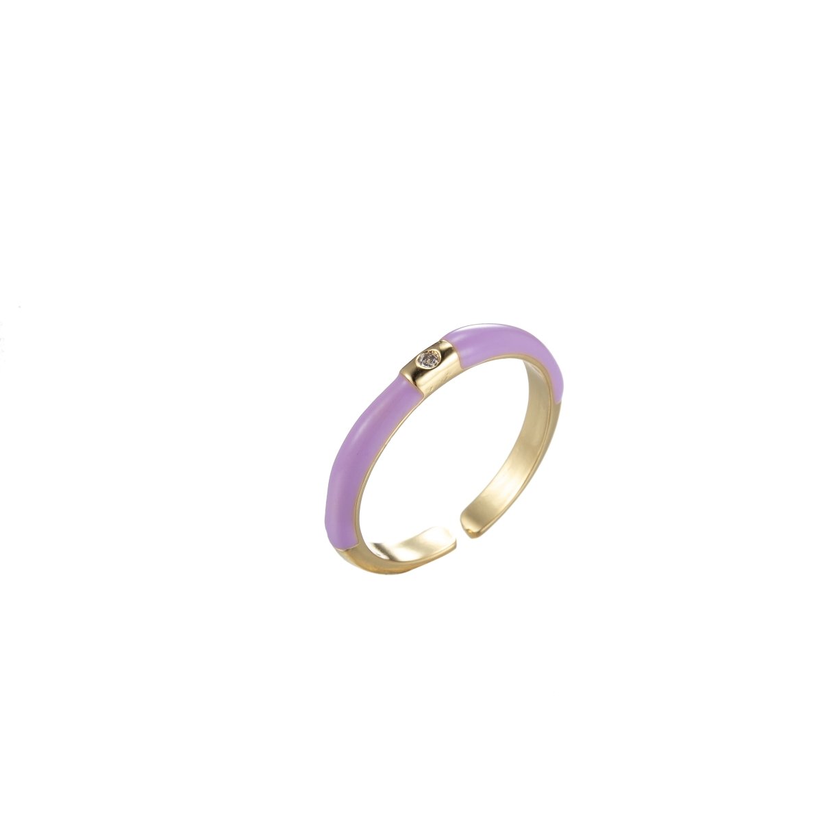 Colorful Enamel Stack Rings Gold Filled with Charming Cubic Zirconia Minimalist Fashion Jewelry O-860~O-869 - DLUXCA