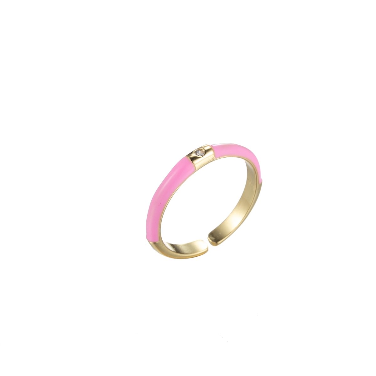 Colorful Enamel Stack Rings Gold Filled with Charming Cubic Zirconia Minimalist Fashion Jewelry O-860~O-869 - DLUXCA