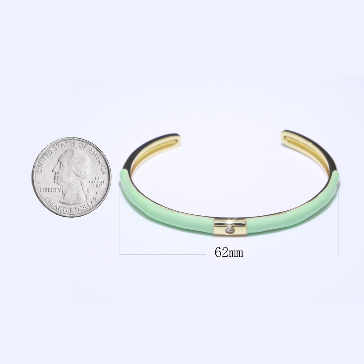 Colorful Enamel Stackable Bangle Bracelet, 14K Gold Filled CZ Enamel Bangle Fashion Jewelry | WA-094 to WA-103 Clearance Pricing - DLUXCA