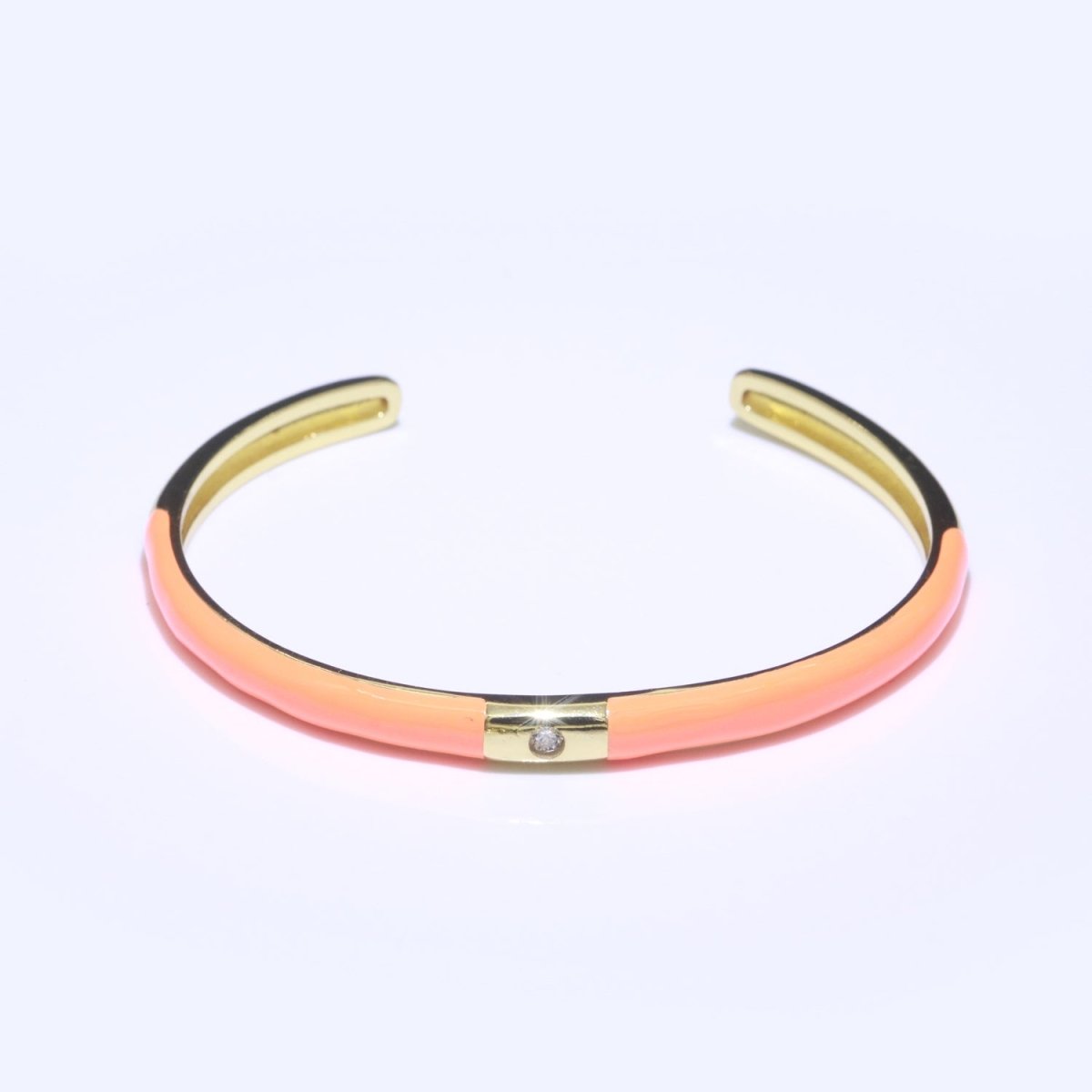 Colorful Enamel Stackable Bangle Bracelet, 14K Gold Filled CZ Enamel Bangle Fashion Jewelry | WA-094 to WA-103 Clearance Pricing - DLUXCA