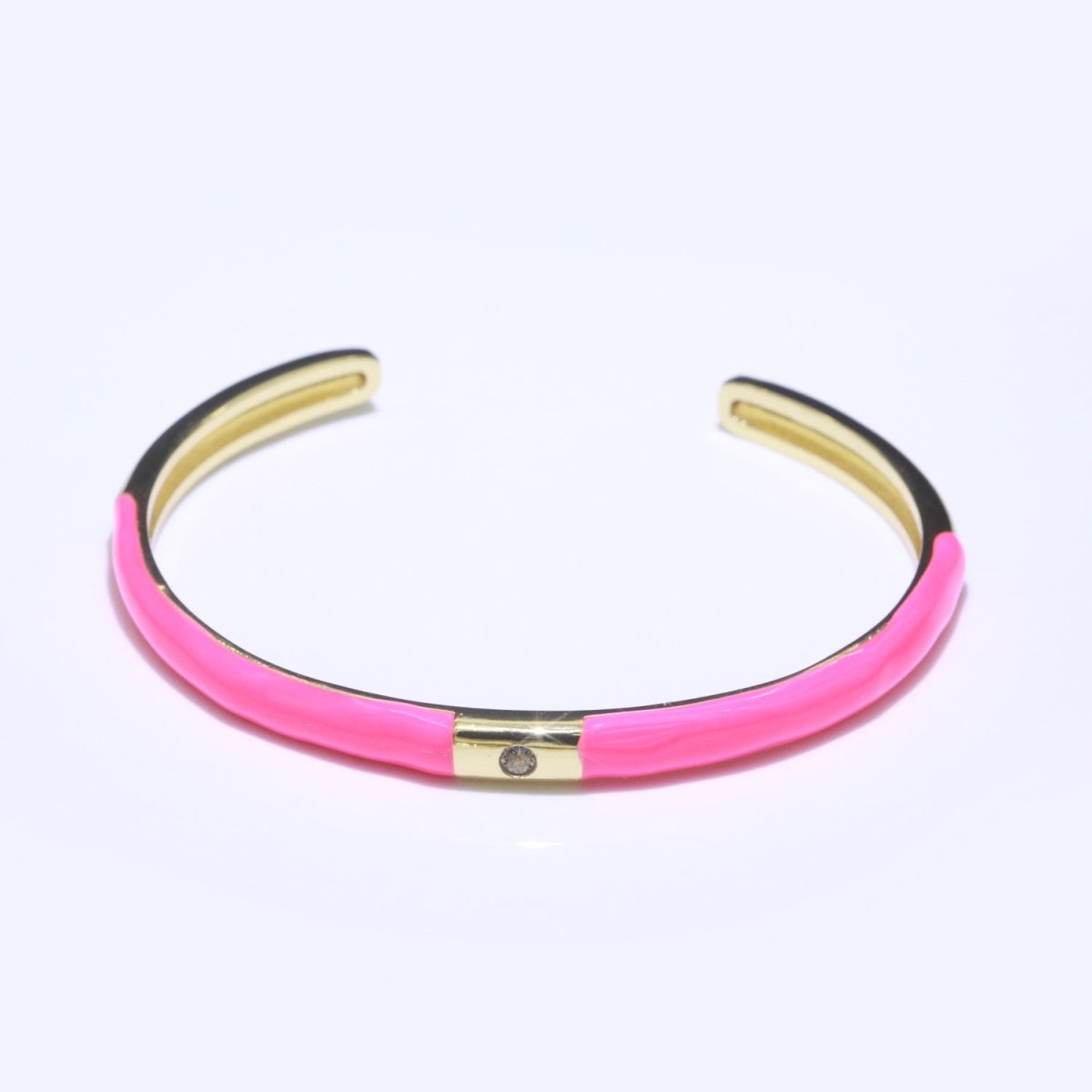 Colorful Enamel Stackable Bangle Bracelet, 14K Gold Filled CZ Enamel Bangle Fashion Jewelry | WA-094 to WA-103 Clearance Pricing - DLUXCA
