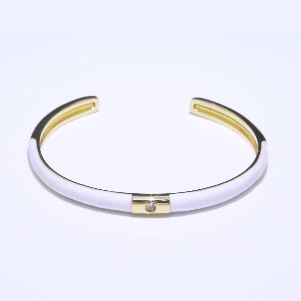 Colorful Enamel Stackable Bangle Bracelet, 14K Gold Filled CZ Enamel Bangle Fashion Jewelry | WA-094 to WA-103 Clearance Pricing - DLUXCA