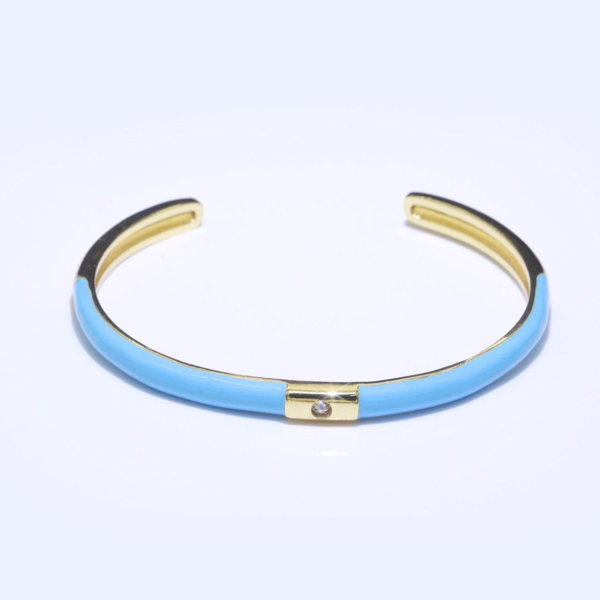 Colorful Enamel Stackable Bangle Bracelet, 14K Gold Filled CZ Enamel Bangle Fashion Jewelry | WA-094 to WA-103 Clearance Pricing - DLUXCA