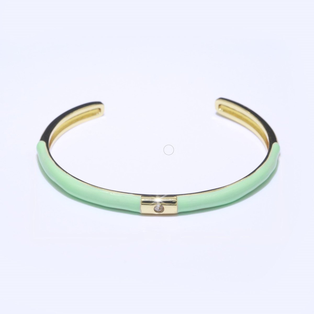 Colorful Enamel Stackable Bangle Bracelet, 14K Gold Filled CZ Enamel Bangle Fashion Jewelry | WA-094 to WA-103 Clearance Pricing - DLUXCA
