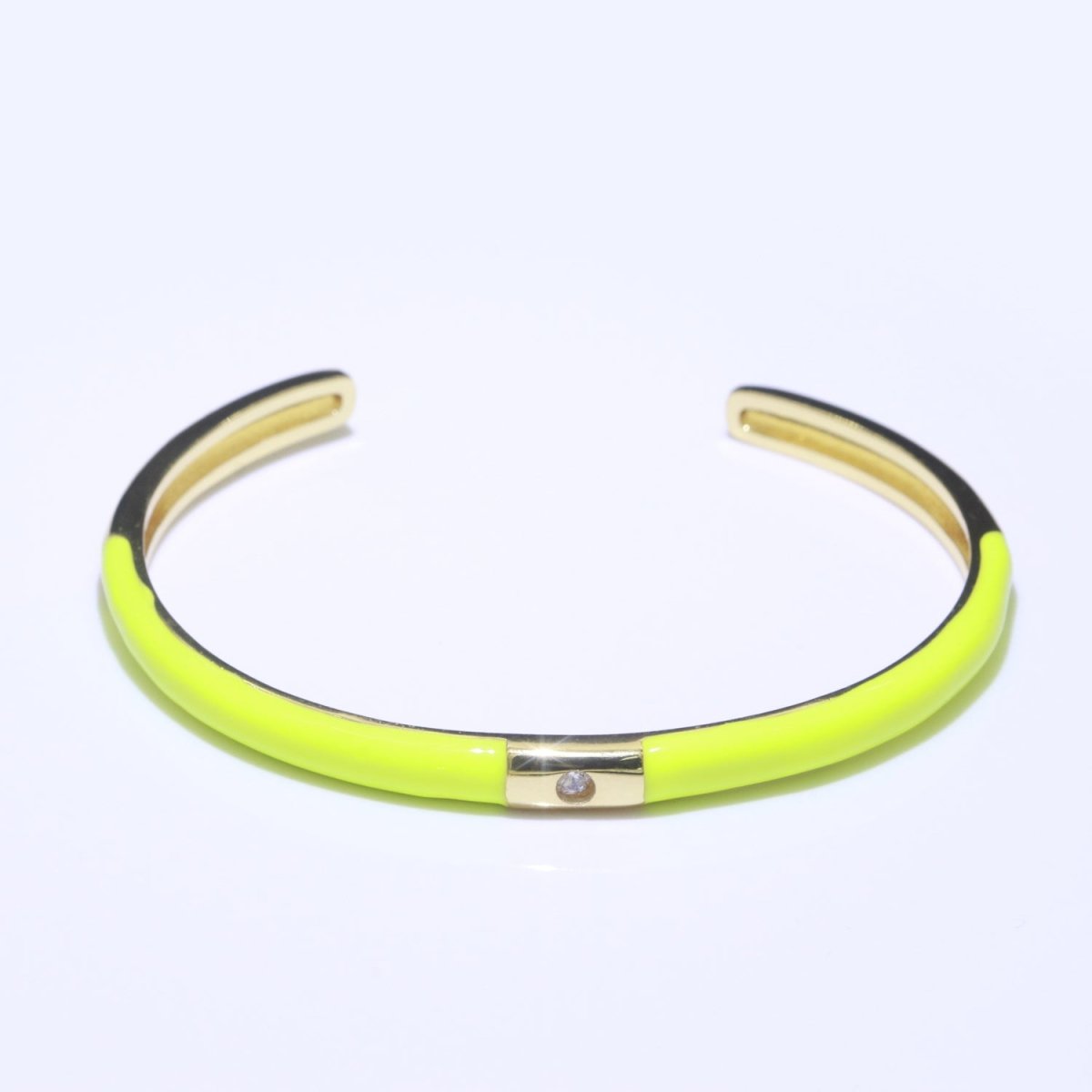 Colorful Enamel Stackable Bangle Bracelet, 14K Gold Filled CZ Enamel Bangle Fashion Jewelry | WA-094 to WA-103 Clearance Pricing - DLUXCA