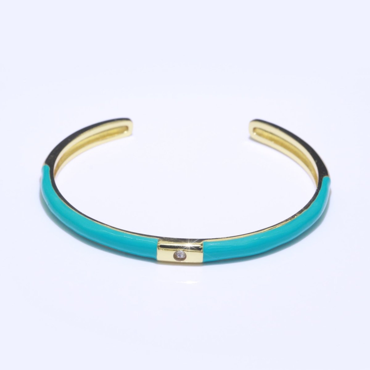 Colorful Enamel Stackable Bangle Bracelet, 14K Gold Filled CZ Enamel Bangle Fashion Jewelry | WA-094 to WA-103 Clearance Pricing - DLUXCA
