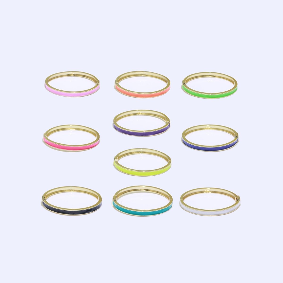 Colorful Enamel Stackable Bangle Bracelet, 14K Gold Filled Enamel Bangle Fashion Jewelry - DLUXCA