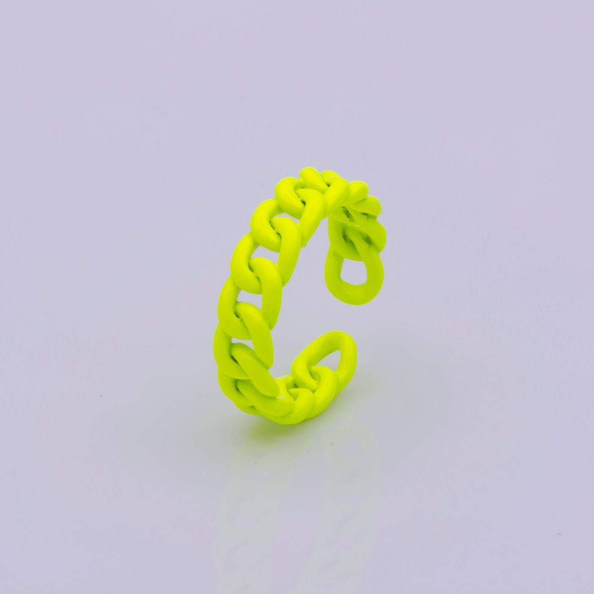 Colorful Enamel Stackable Ring, Curb Chain Ring Y2K Ring Trendy Ring Yellow Green Blue Purple Pink Teal Neon Ring Jewelry Size 7 - DLUXCA