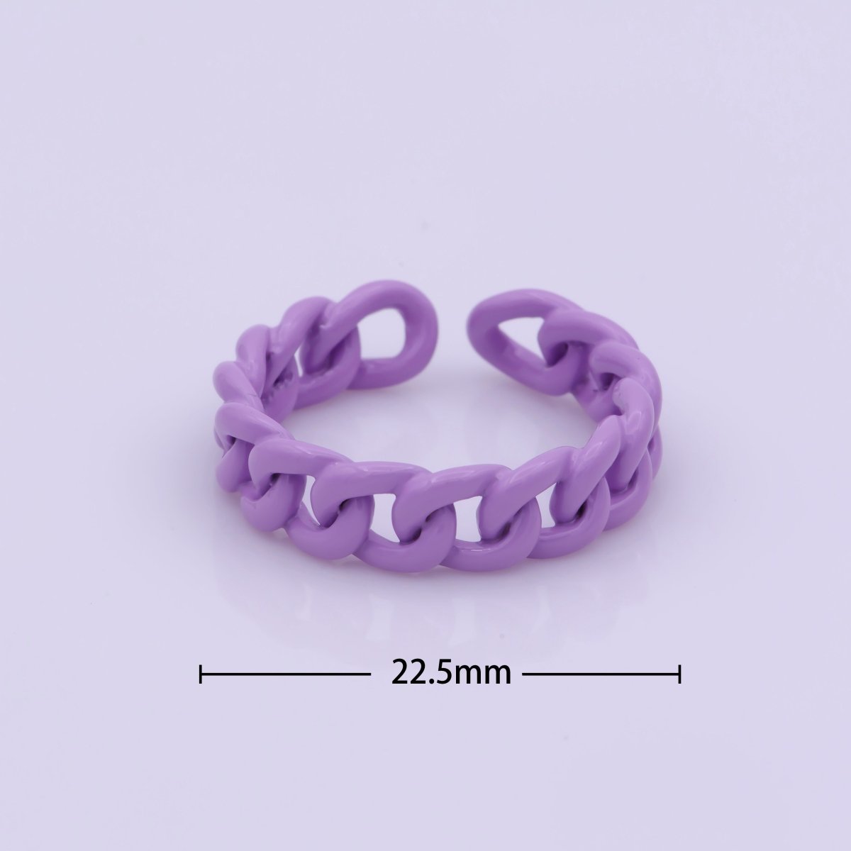 Colorful Enamel Stackable Ring, Curb Chain Ring Y2K Ring Trendy Ring Yellow Green Blue Purple Pink Teal Neon Ring Jewelry Size 7 - DLUXCA