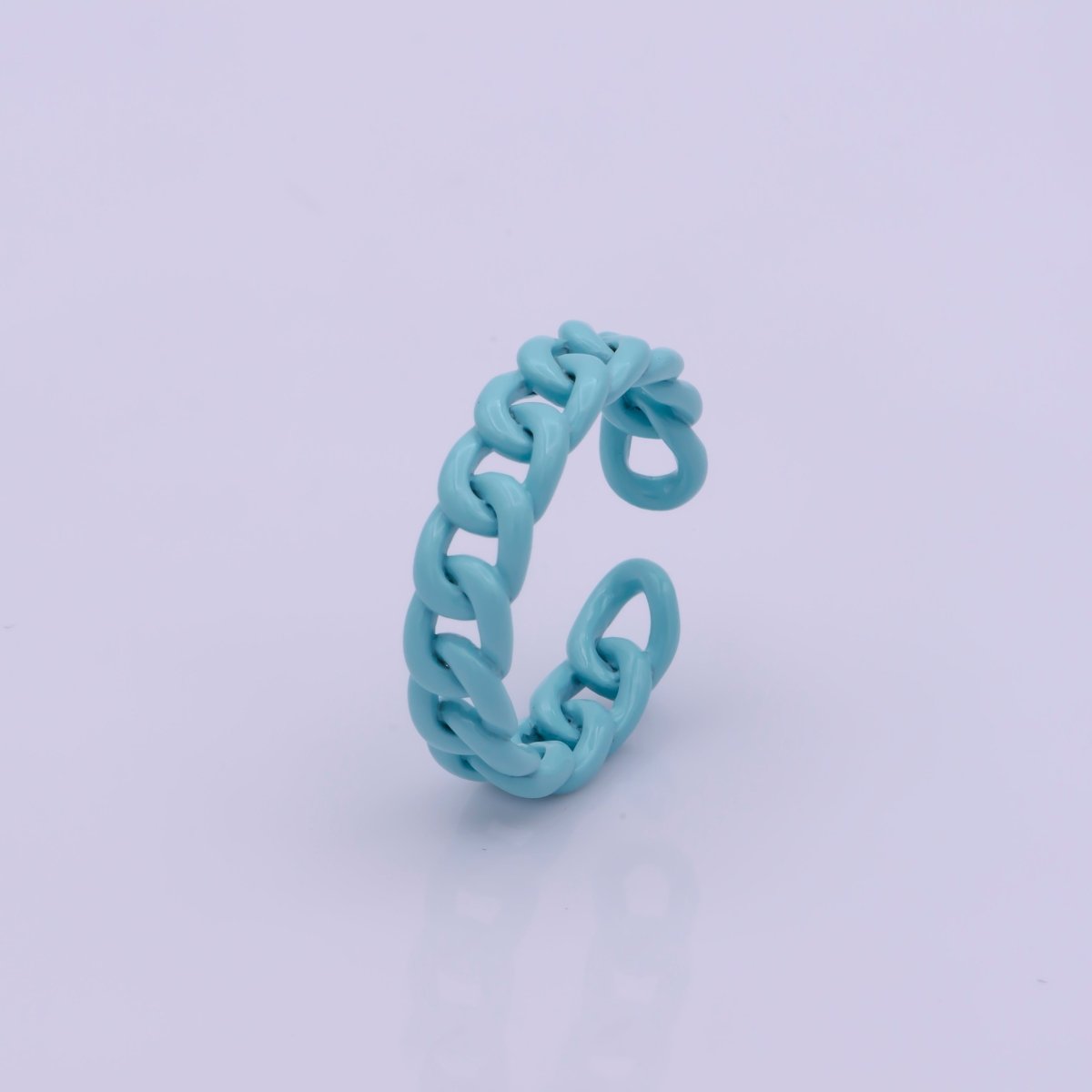 Colorful Enamel Stackable Ring, Curb Chain Ring Y2K Ring Trendy Ring Yellow Green Blue Purple Pink Teal Neon Ring Jewelry Size 7 - DLUXCA