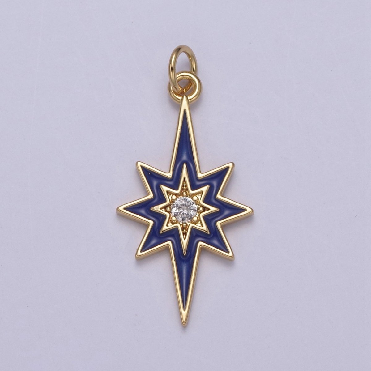 Colorful Enamel Star Charm 8 Point Star Starburst North Star Pendant - Gold Filled Statement Celestial Charm Pendant N-729 - N-735 - DLUXCA