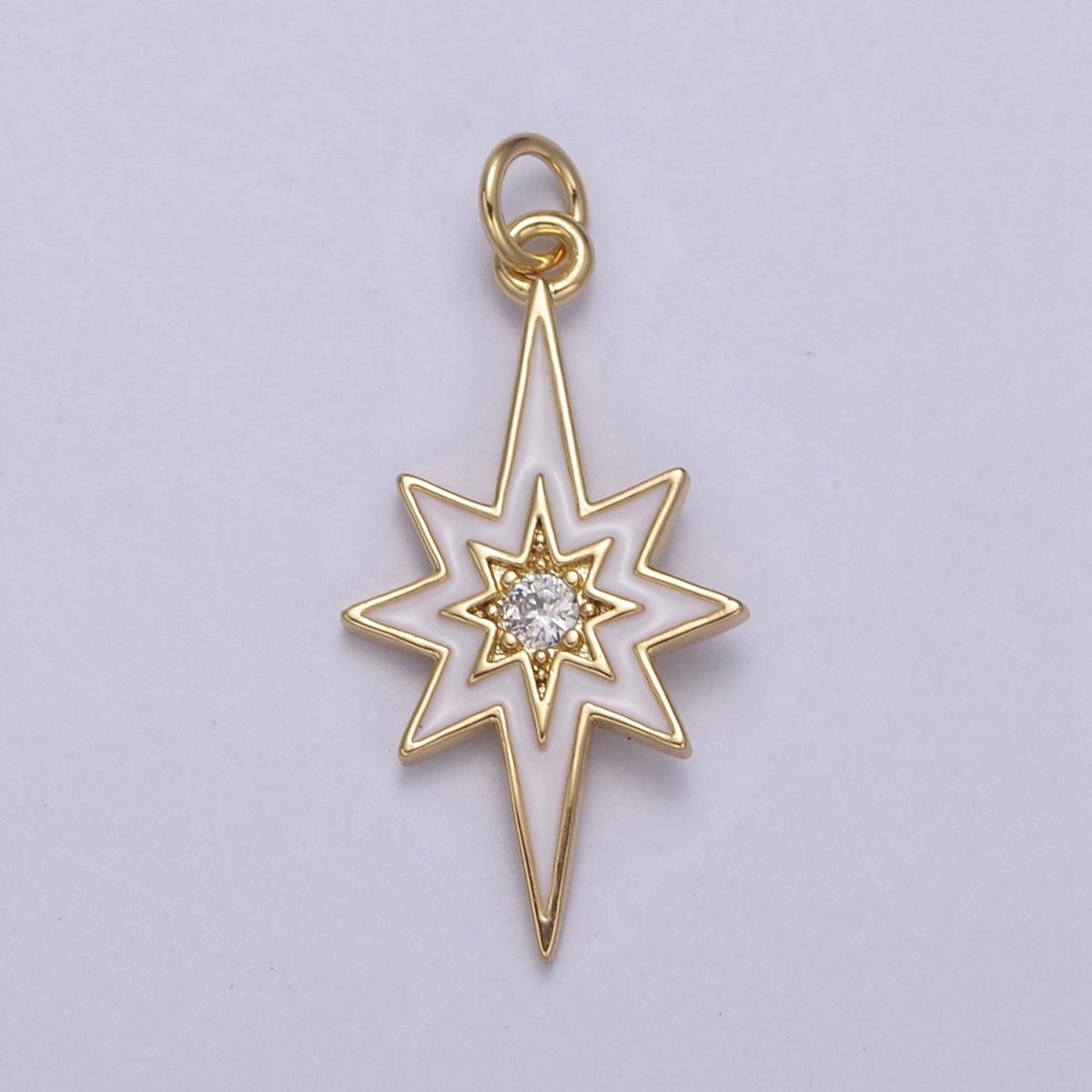 Colorful Enamel Star Charm 8 Point Star Starburst North Star Pendant - Gold Filled Statement Celestial Charm Pendant N-729 - N-735 - DLUXCA