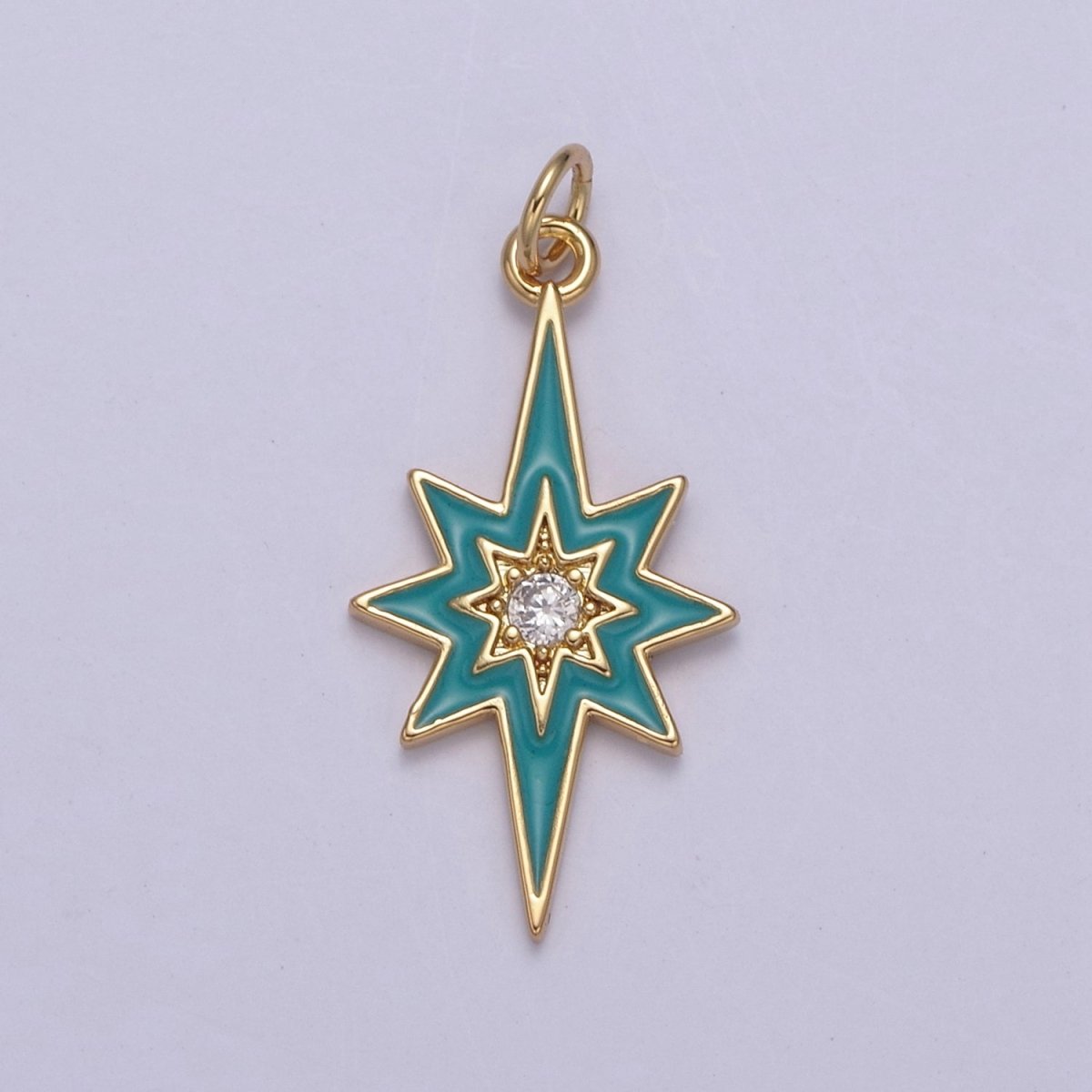 Colorful Enamel Star Charm 8 Point Star Starburst North Star Pendant - Gold Filled Statement Celestial Charm Pendant N-729 - N-735 - DLUXCA