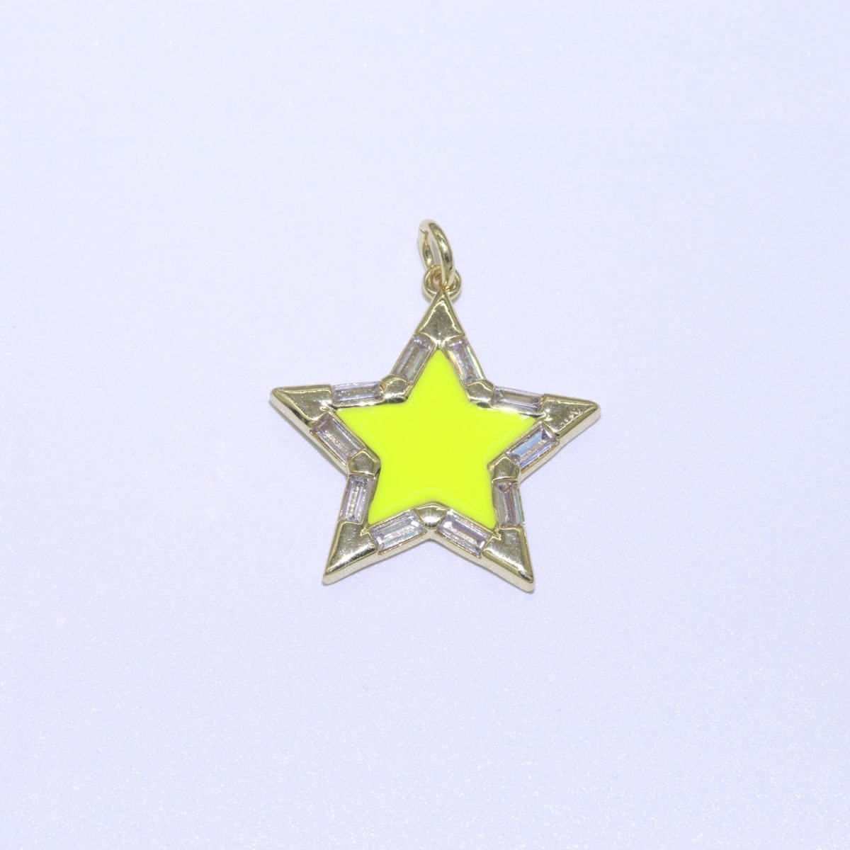 Colorful Enamel Star Charm Pendant, Red Yellow Pink Green Blue Enamel Cubic Pendant, 14K gold Filled Celestial Jewelry Making Supply M-325-M-335 - DLUXCA