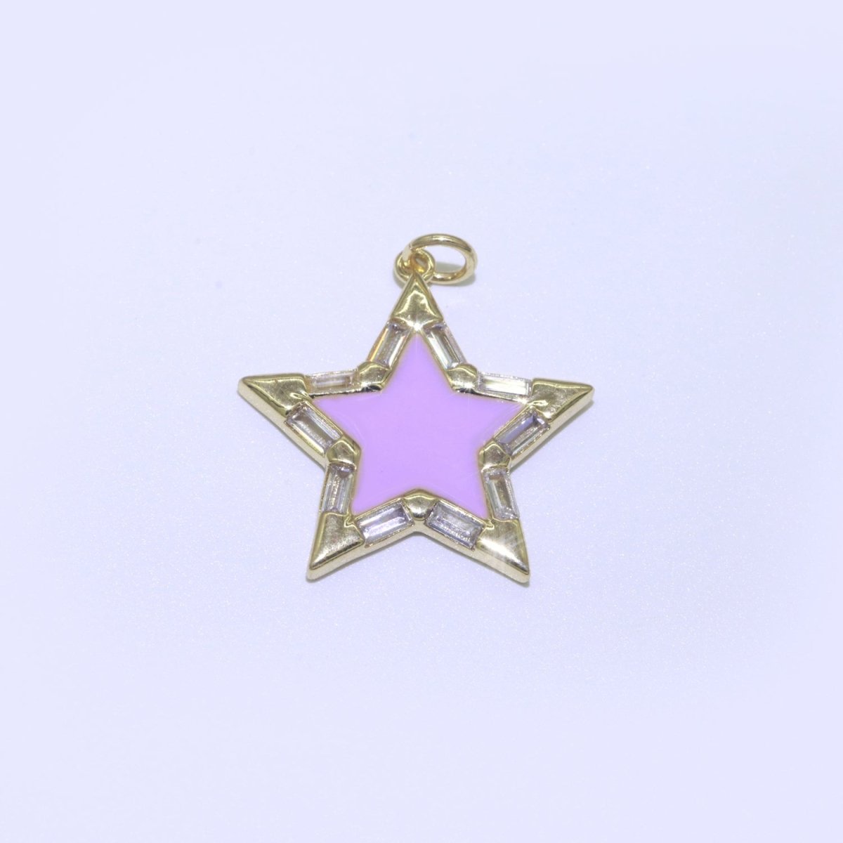Colorful Enamel Star Charm Pendant, Red Yellow Pink Green Blue Enamel Cubic Pendant, 14K gold Filled Celestial Jewelry Making Supply M-325-M-335 - DLUXCA