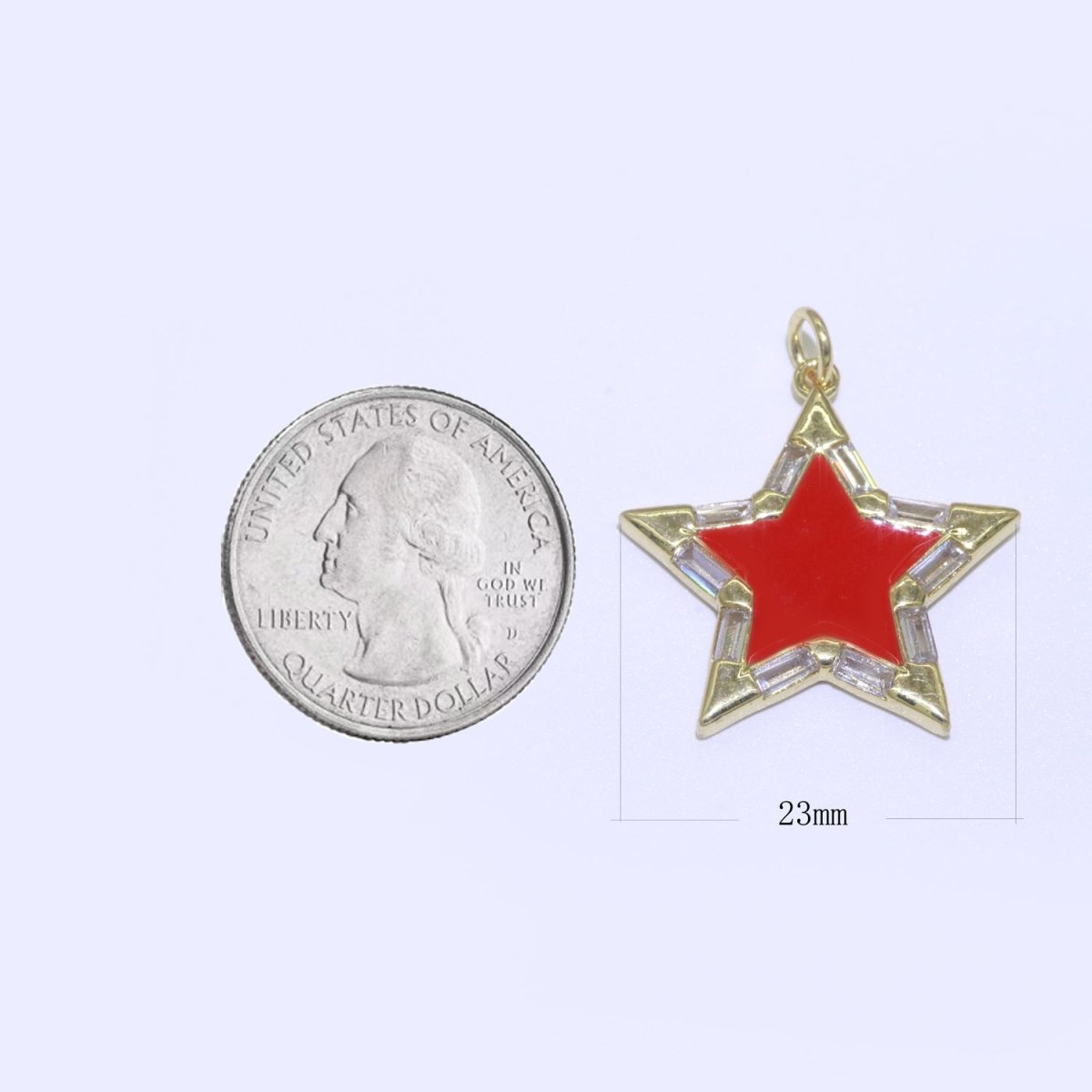 Colorful Enamel Star Charm Pendant, Red Yellow Pink Green Blue Enamel Cubic Pendant, 14K gold Filled Celestial Jewelry Making Supply M-325-M-335 - DLUXCA