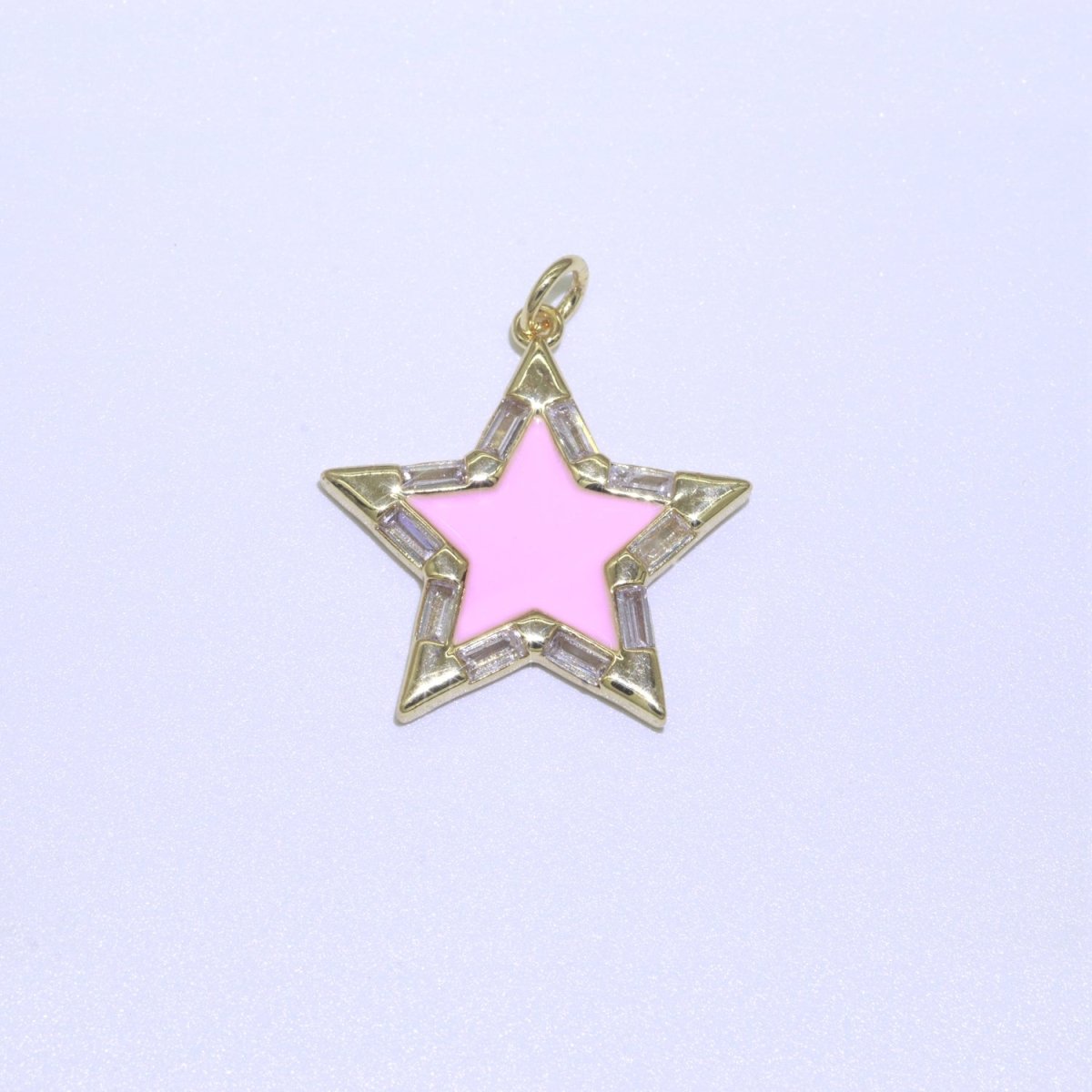 Colorful Enamel Star Charm Pendant, Red Yellow Pink Green Blue Enamel Cubic Pendant, 14K gold Filled Celestial Jewelry Making Supply M-325-M-335 - DLUXCA