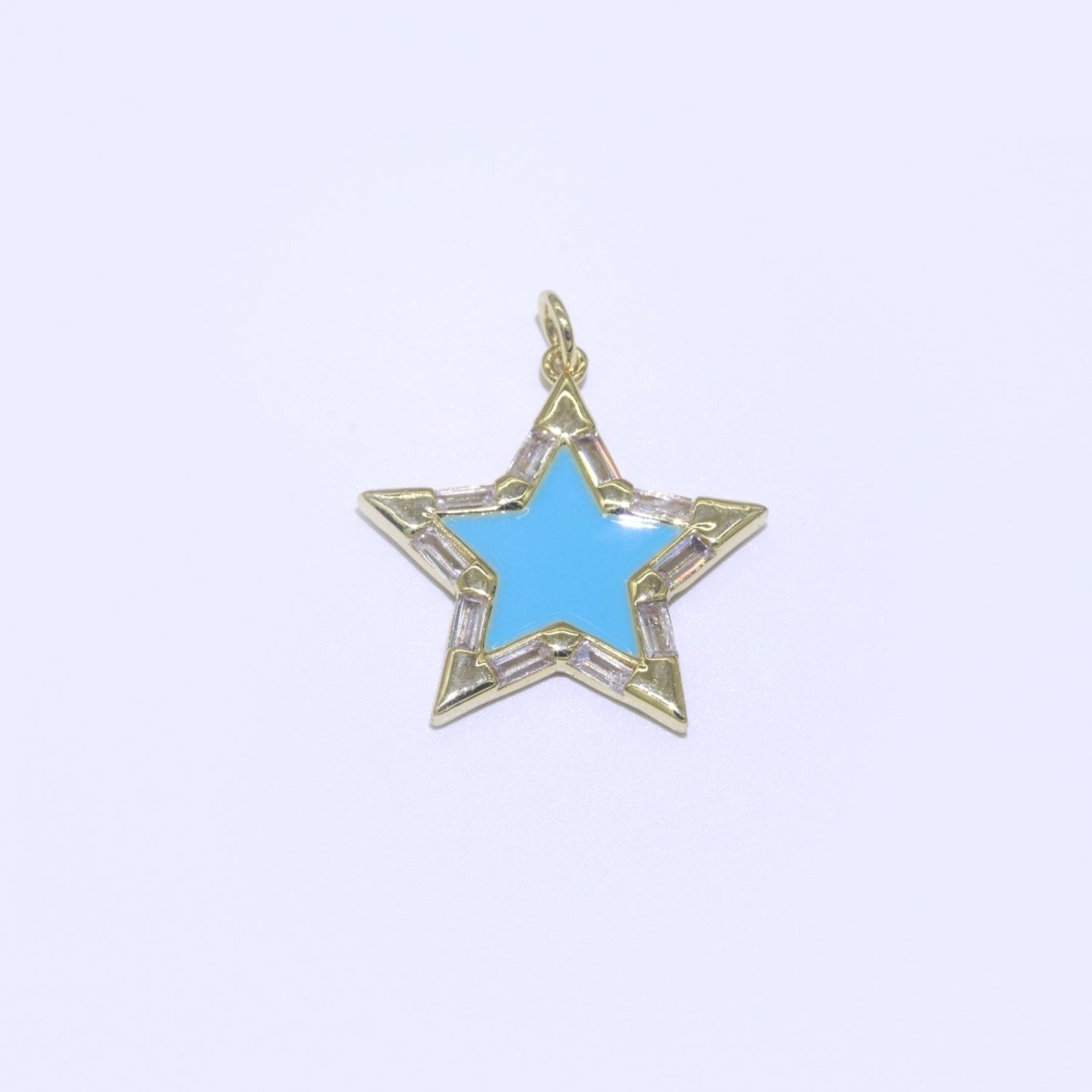 Colorful Enamel Star Charm Pendant, Red Yellow Pink Green Blue Enamel Cubic Pendant, 14K gold Filled Celestial Jewelry Making Supply M-325-M-335 - DLUXCA