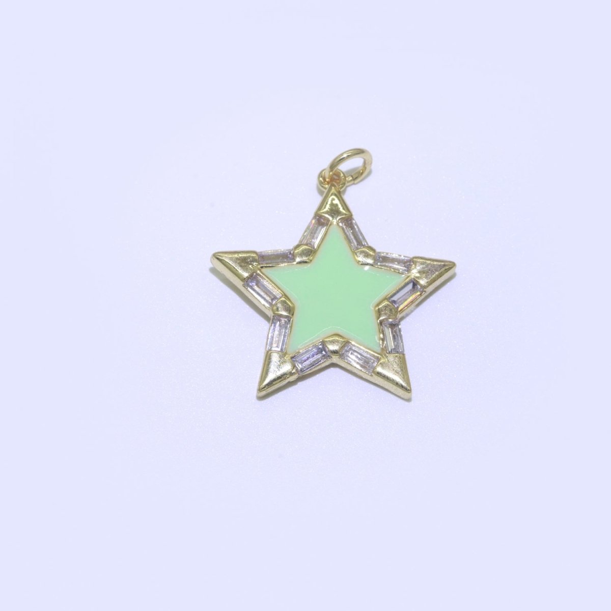 Colorful Enamel Star Charm Pendant, Red Yellow Pink Green Blue Enamel Cubic Pendant, 14K gold Filled Celestial Jewelry Making Supply M-325-M-335 - DLUXCA