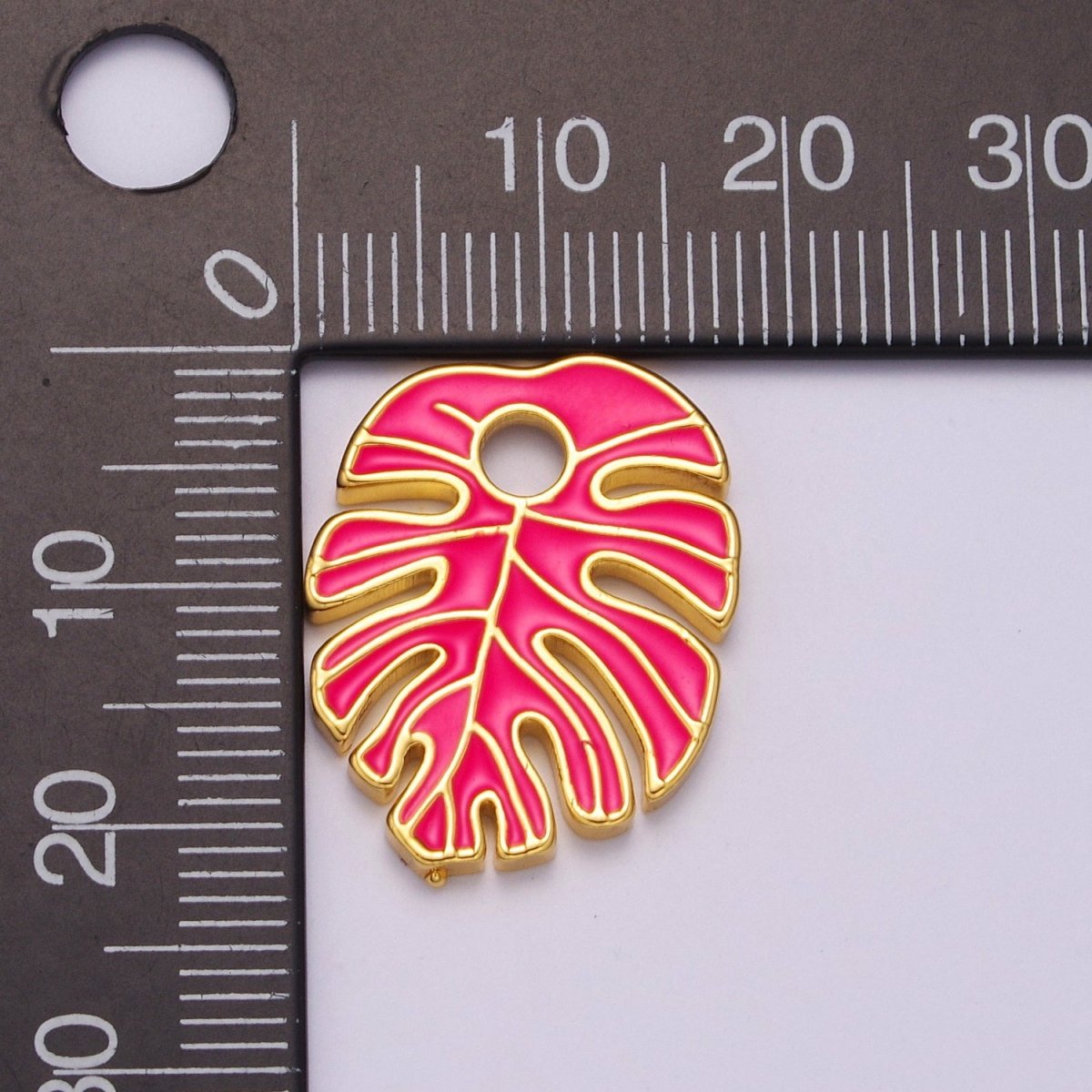 Colorful Enamel Tropical Monstera Leaf Plant Charm Necklace Bracelet Earring Pendant Gold Filled Leaf Nature Charm Large Leaf Charm M-790 - M-800 - DLUXCA