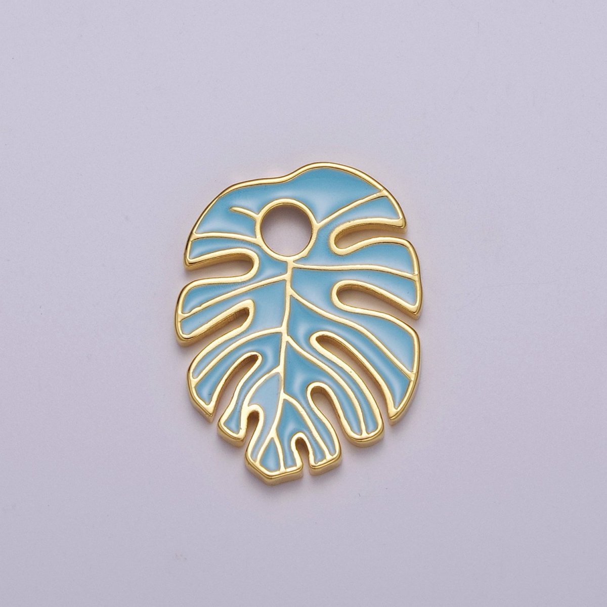 Colorful Enamel Tropical Monstera Leaf Plant Charm Necklace Bracelet Earring Pendant Gold Filled Leaf Nature Charm Large Leaf Charm M-790 - M-800 - DLUXCA