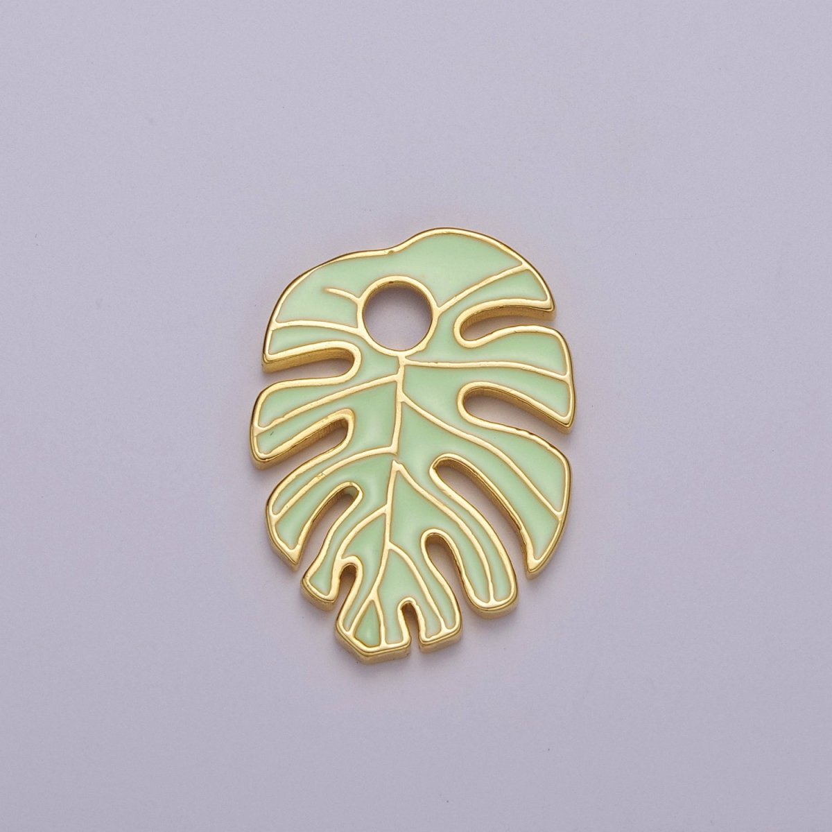Colorful Enamel Tropical Monstera Leaf Plant Charm Necklace Bracelet Earring Pendant Gold Filled Leaf Nature Charm Large Leaf Charm M-790 - M-800 - DLUXCA
