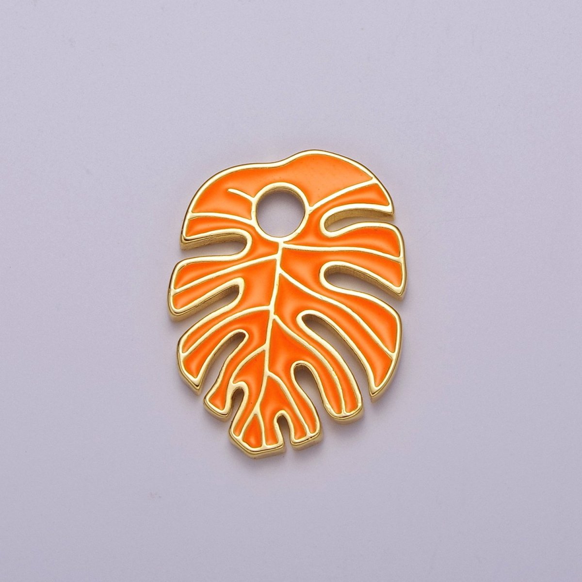 Colorful Enamel Tropical Monstera Leaf Plant Charm Necklace Bracelet Earring Pendant Gold Filled Leaf Nature Charm Large Leaf Charm M-790 - M-800 - DLUXCA