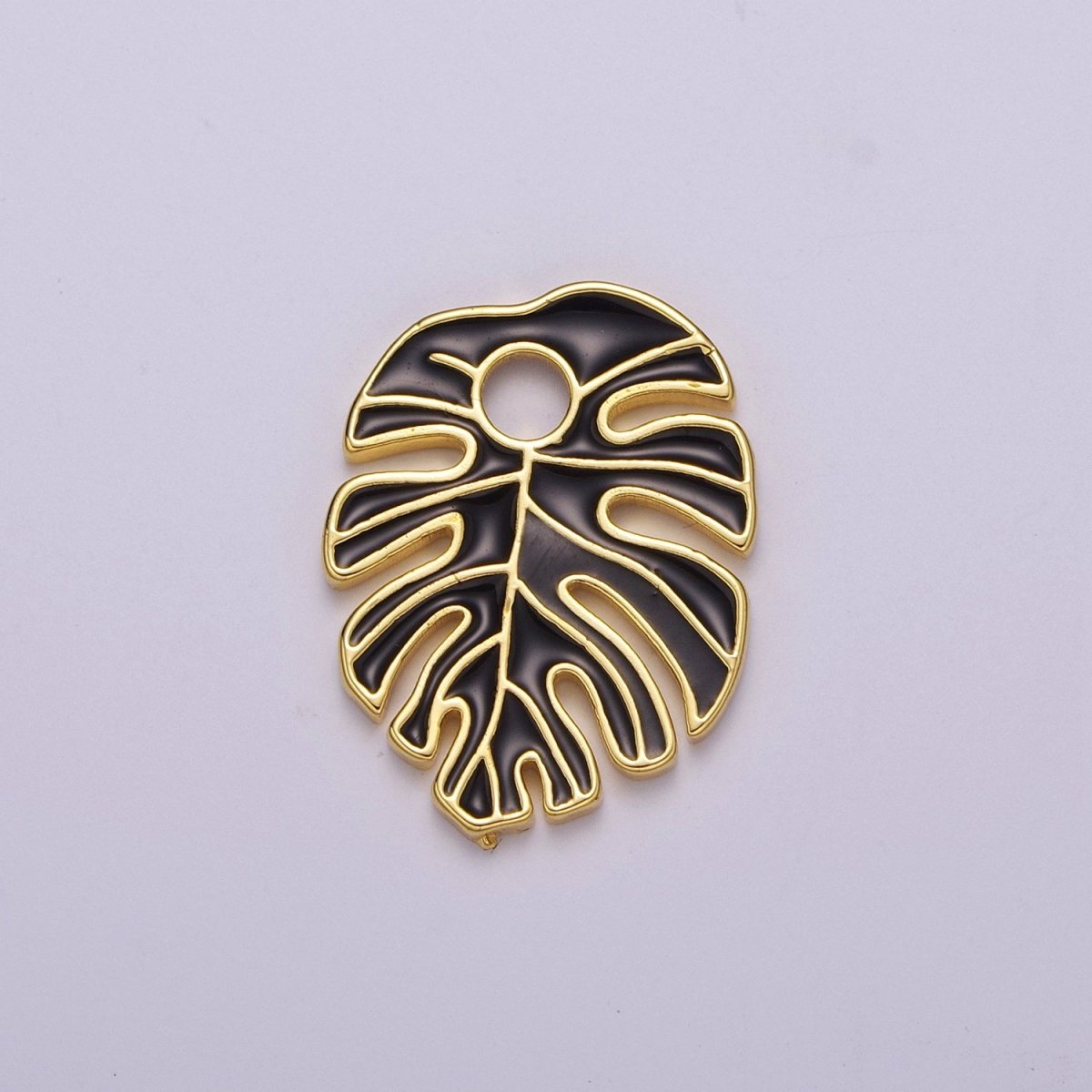 Colorful Enamel Tropical Monstera Leaf Plant Charm Necklace Bracelet Earring Pendant Gold Filled Leaf Nature Charm Large Leaf Charm M-790 - M-800 - DLUXCA