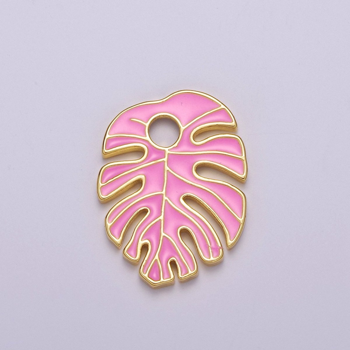 Colorful Enamel Tropical Monstera Leaf Plant Charm Necklace Bracelet Earring Pendant Gold Filled Leaf Nature Charm Large Leaf Charm M-790 - M-800 - DLUXCA