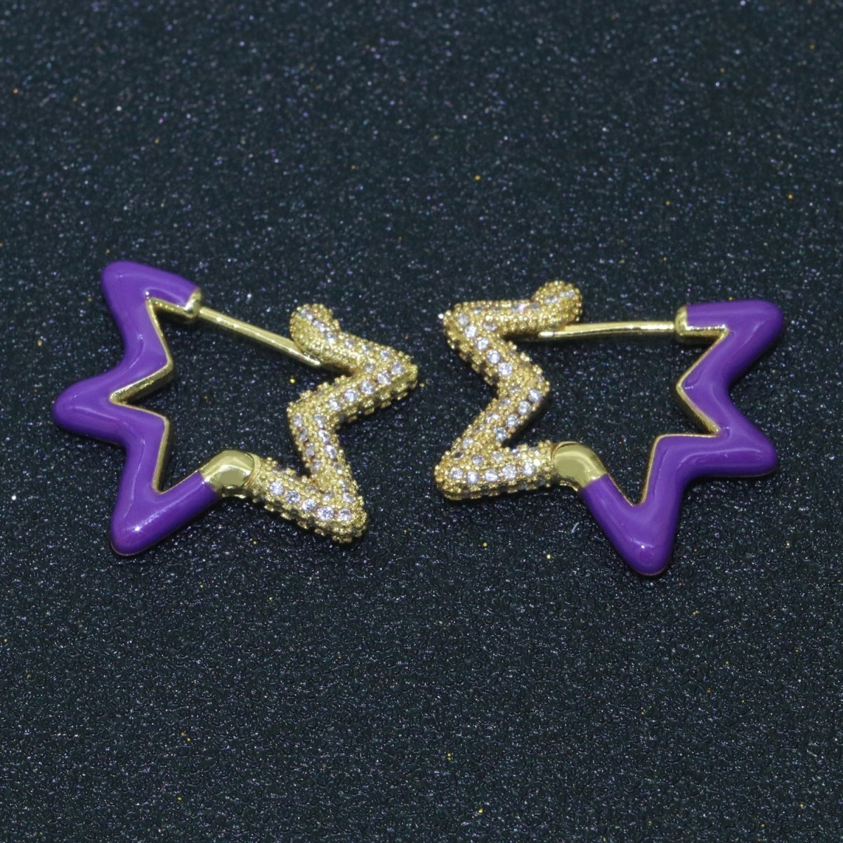 Colorful Hoop Earrings Star Shape Earrings for Women Teen Girls Trendy Y2k Earrings Cute Candy Micro Pave Hoop Earrings for Jewelry Gifts T-102 ~ T-111 - DLUXCA