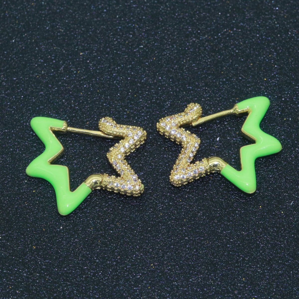 Colorful Hoop Earrings Star Shape Earrings for Women Teen Girls Trendy Y2k Earrings Cute Candy Micro Pave Hoop Earrings for Jewelry Gifts T-102 ~ T-111 - DLUXCA