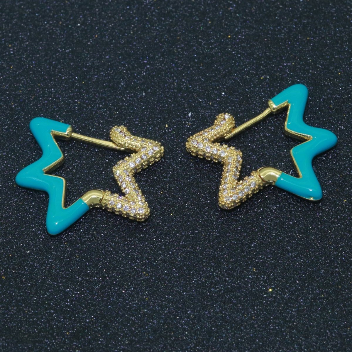 Colorful Hoop Earrings Star Shape Earrings for Women Teen Girls Trendy Y2k Earrings Cute Candy Micro Pave Hoop Earrings for Jewelry Gifts T-102 ~ T-111 - DLUXCA
