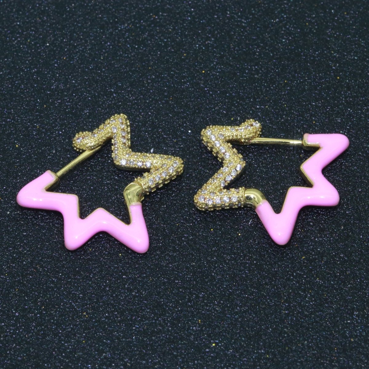 Colorful Hoop Earrings Star Shape Earrings for Women Teen Girls Trendy Y2k Earrings Cute Candy Micro Pave Hoop Earrings for Jewelry Gifts T-102 ~ T-111 - DLUXCA