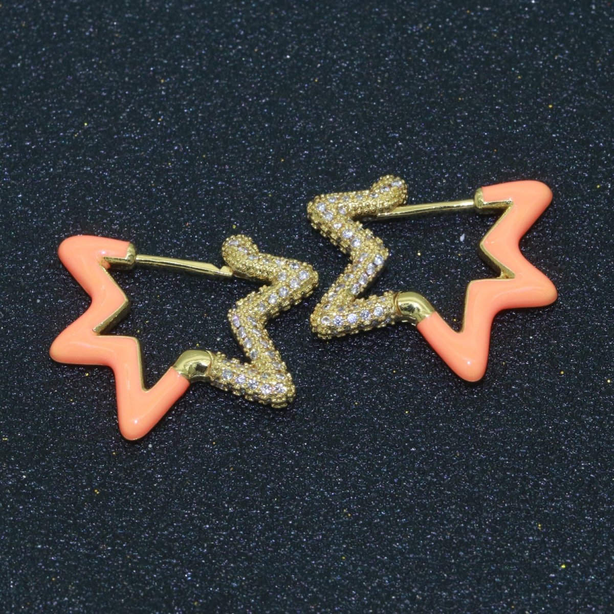 Colorful Hoop Earrings Star Shape Earrings for Women Teen Girls Trendy Y2k Earrings Cute Candy Micro Pave Hoop Earrings for Jewelry Gifts T-102 ~ T-111 - DLUXCA