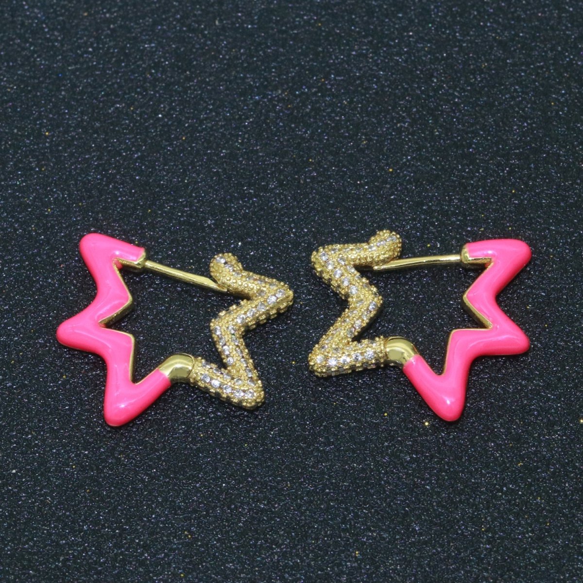 Colorful Hoop Earrings Star Shape Earrings for Women Teen Girls Trendy Y2k Earrings Cute Candy Micro Pave Hoop Earrings for Jewelry Gifts T-102 ~ T-111 - DLUXCA