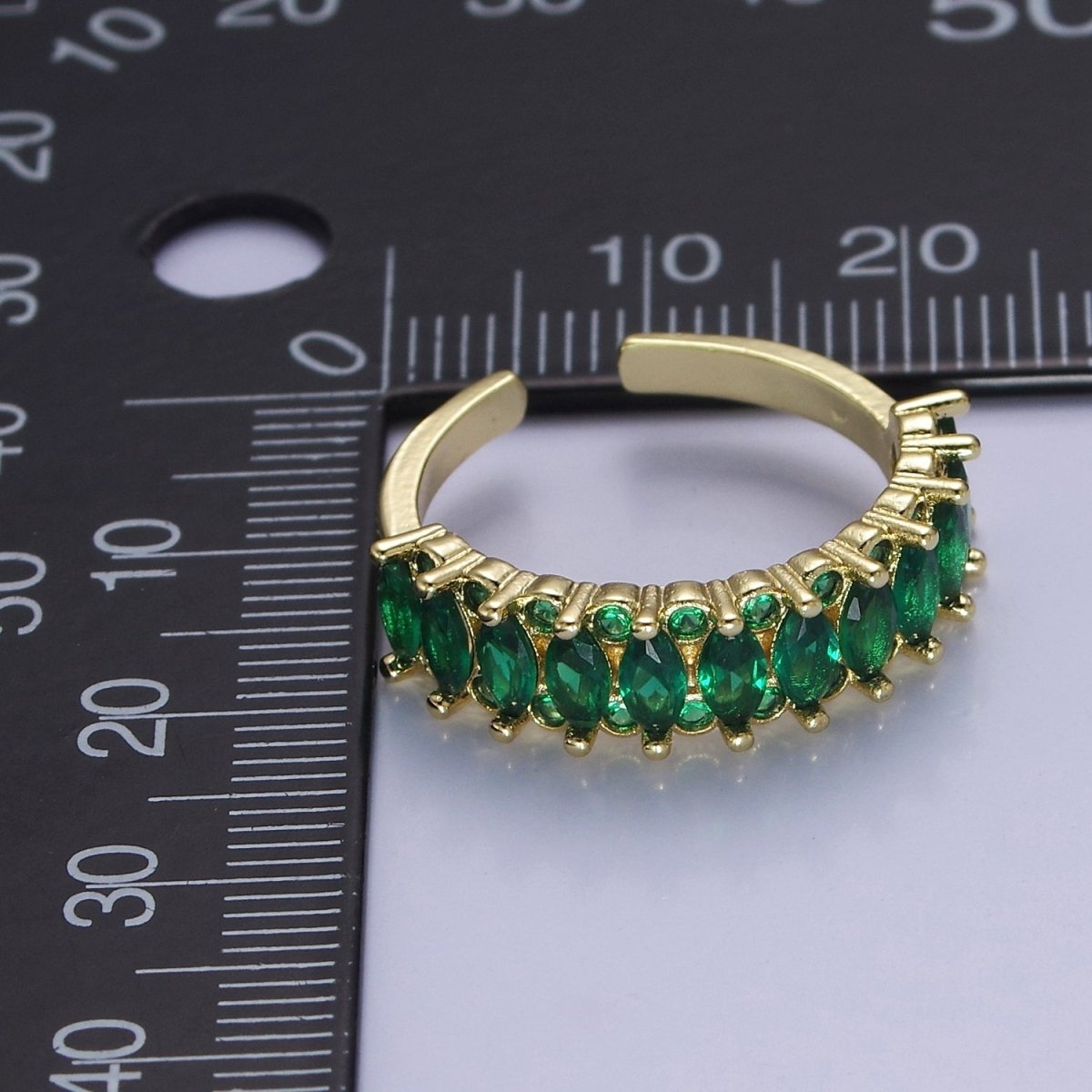 Colorful Marquise Pave Ring Rainbow Statement Ring Open Adjustable O-2184 O-2190 - DLUXCA