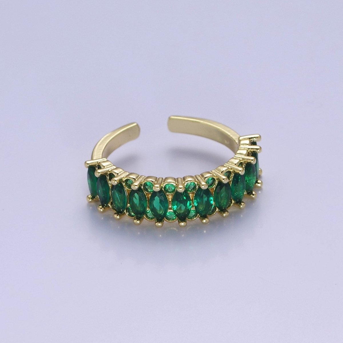 Colorful Marquise Pave Ring Rainbow Statement Ring Open Adjustable O-2184 O-2190 - DLUXCA