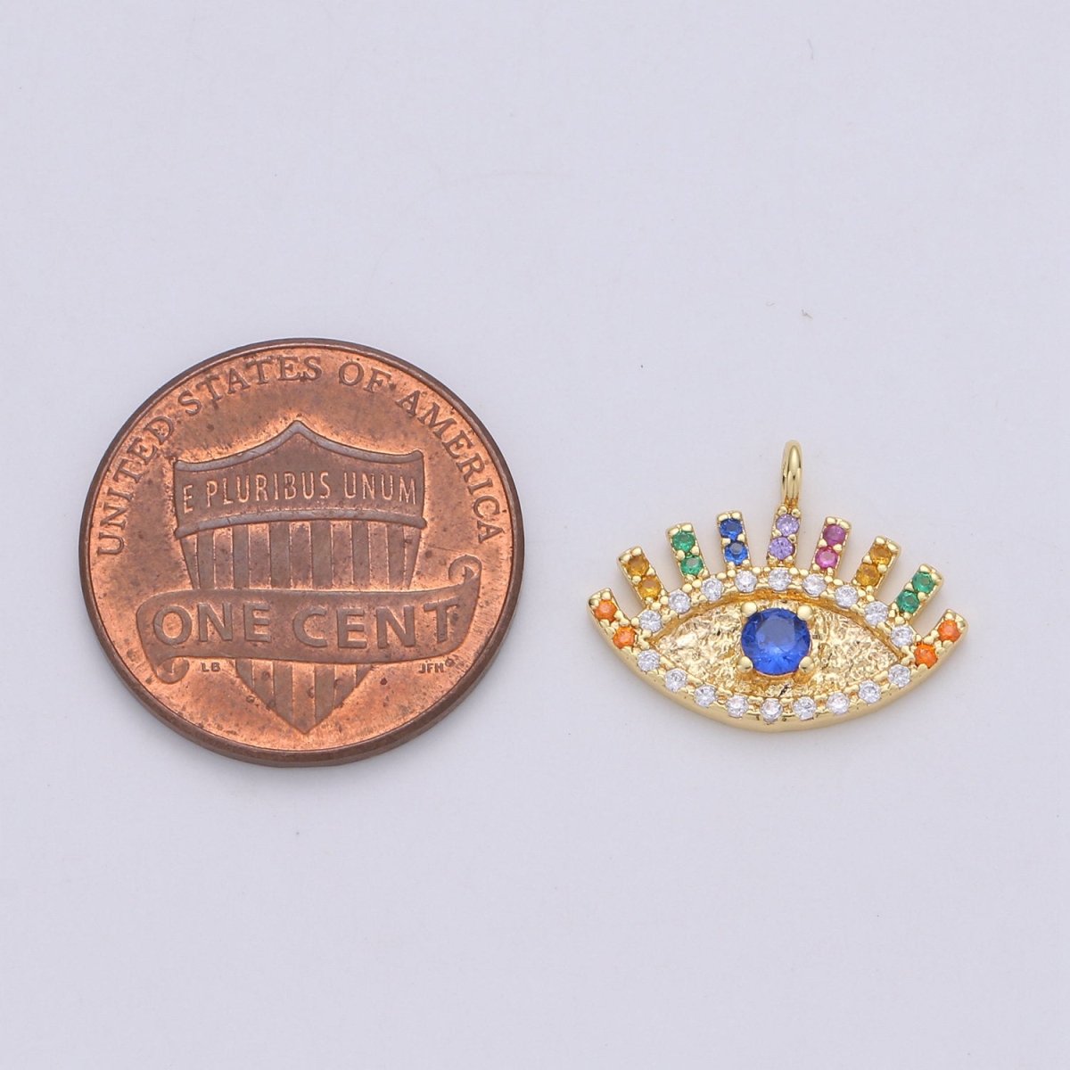 Colorful Micro Pave Evil Eye Charm Cubic Eye Of Ra Necklace Earring Charm in 14k Gold Filled for Good Vibes Protection from bad evil C-861 - DLUXCA