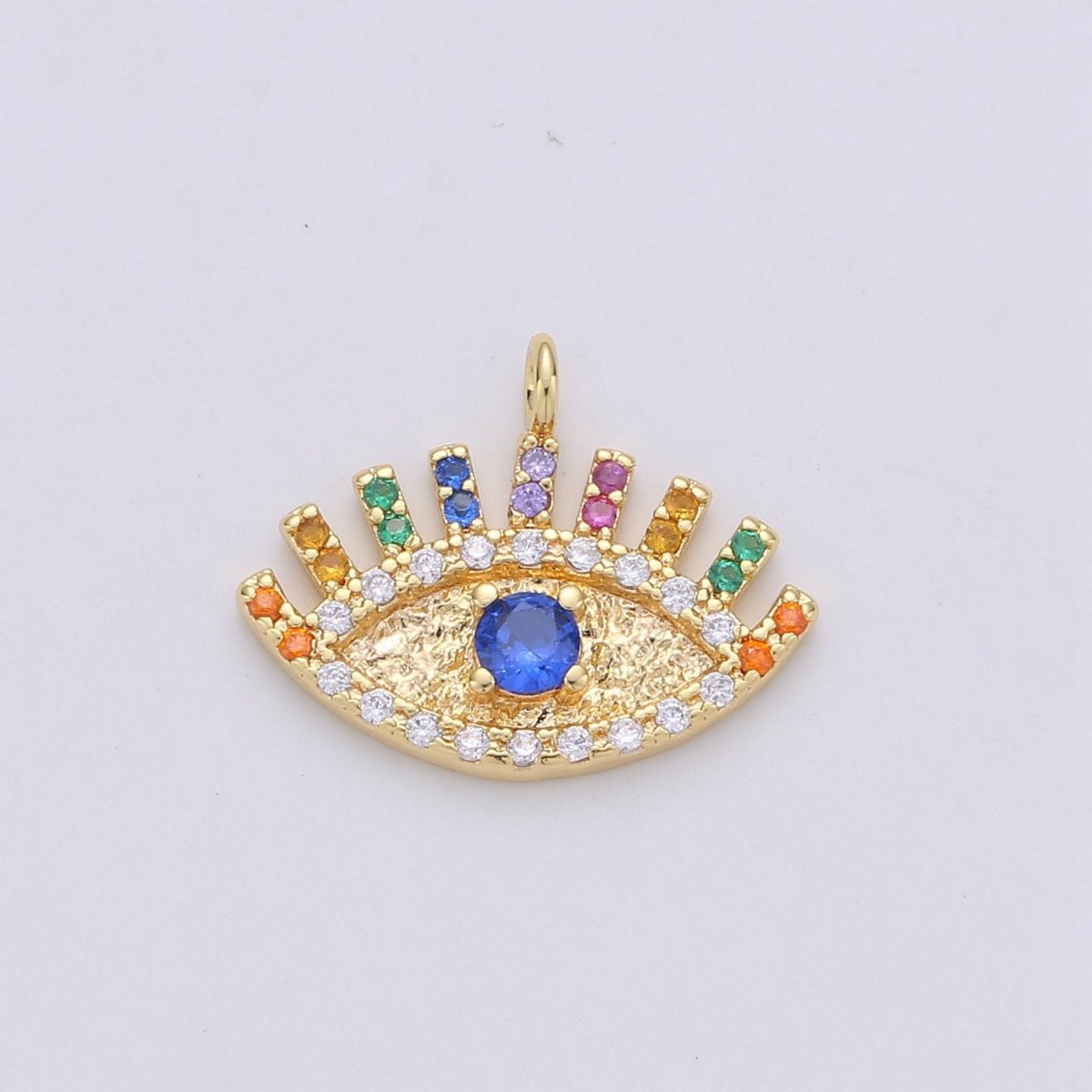 Colorful Micro Pave Evil Eye Charm Cubic Eye Of Ra Necklace Earring Charm in 14k Gold Filled for Good Vibes Protection from bad evil C-861 - DLUXCA