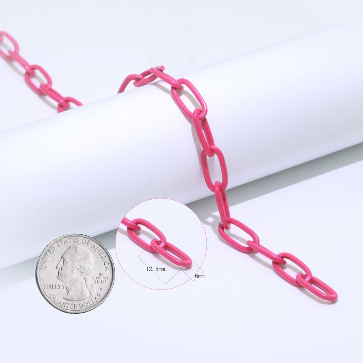 Colorful Paper Clip Chain Enamel Green, Yellow, Pink, Black, Orange, White, Purple Color for Necklace Bracelet | ROLL-576 - ROLL-585 Clearance Pricing - DLUXCA