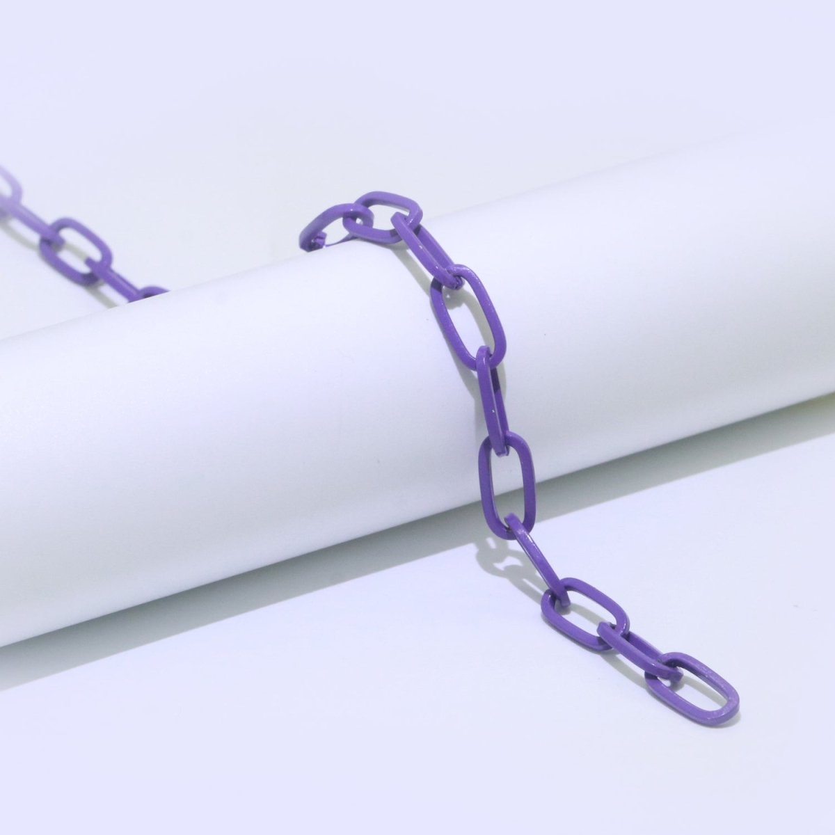 Colorful Paper Clip Chain Enamel Green, Yellow, Pink, Black, Orange, White, Purple Color for Necklace Bracelet | ROLL-576 - ROLL-585 Clearance Pricing - DLUXCA