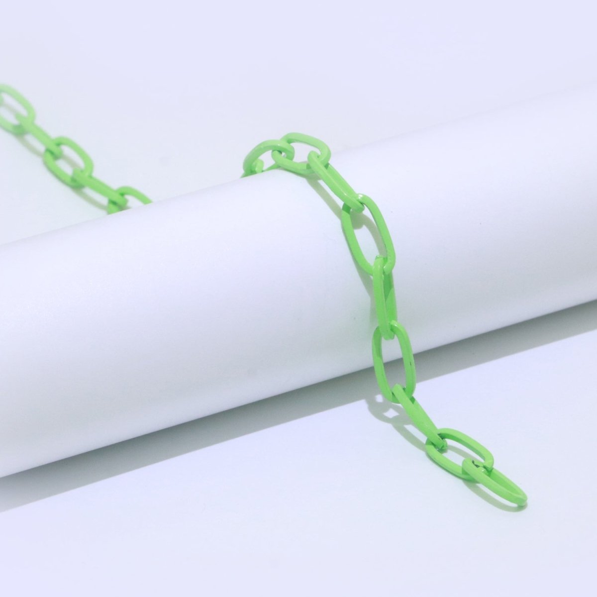 Colorful Paper Clip Chain Enamel Green, Yellow, Pink, Black, Orange, White, Purple Color for Necklace Bracelet | ROLL-576 - ROLL-585 Clearance Pricing - DLUXCA