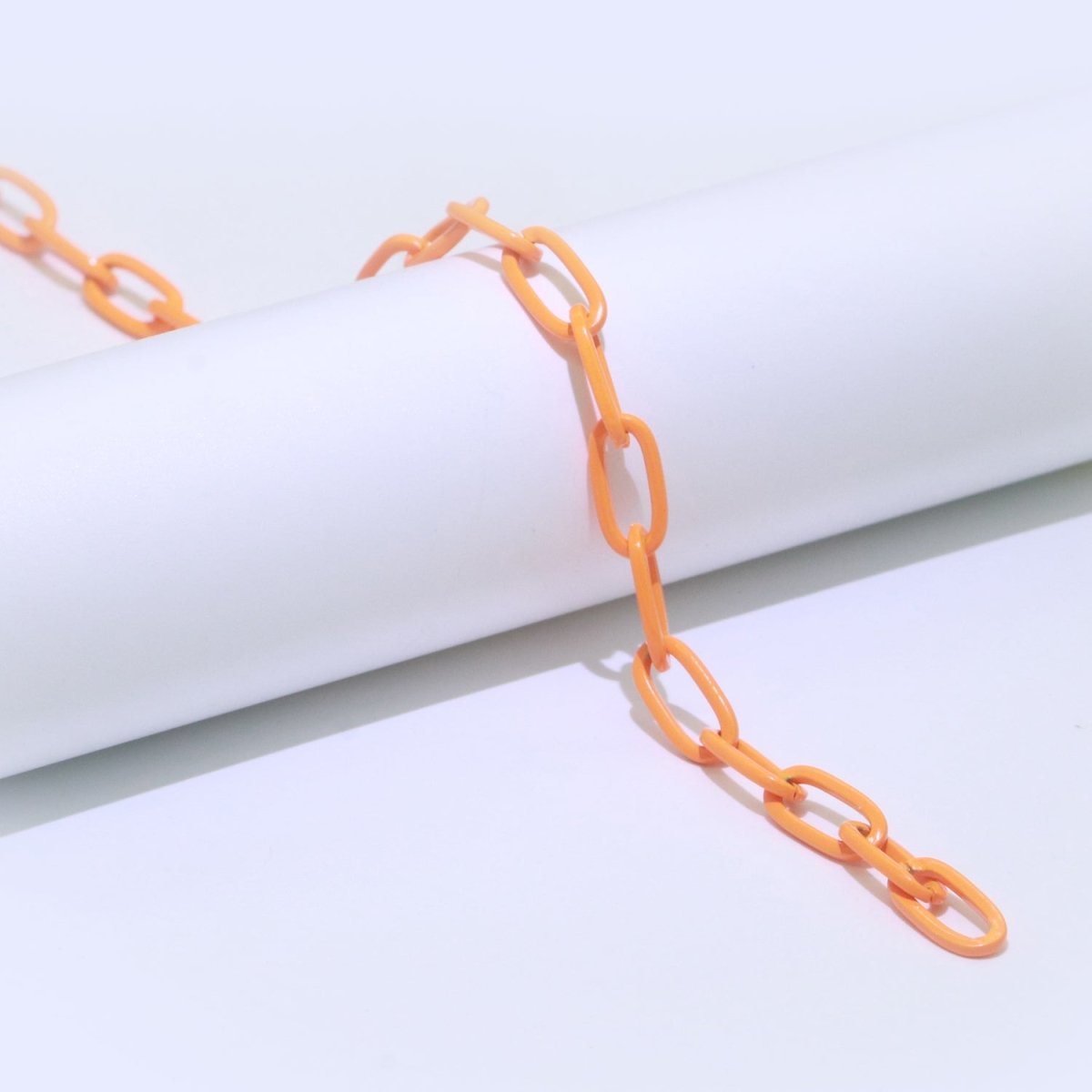 Colorful Paper Clip Chain Enamel Green, Yellow, Pink, Black, Orange, White, Purple Color for Necklace Bracelet | ROLL-576 - ROLL-585 Clearance Pricing - DLUXCA