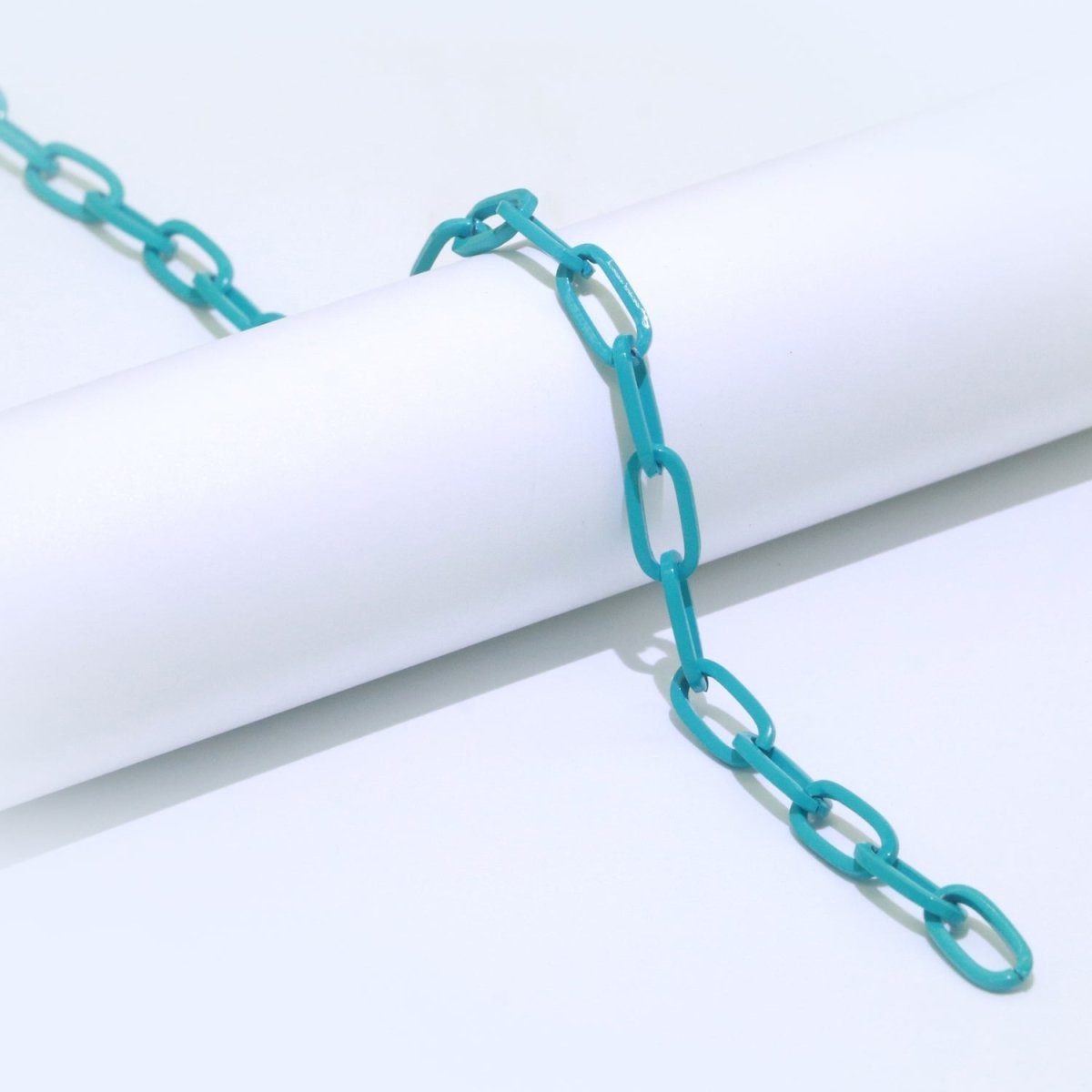 Colorful Paper Clip Chain Enamel Green, Yellow, Pink, Black, Orange, White, Purple Color for Necklace Bracelet | ROLL-576 - ROLL-585 Clearance Pricing - DLUXCA