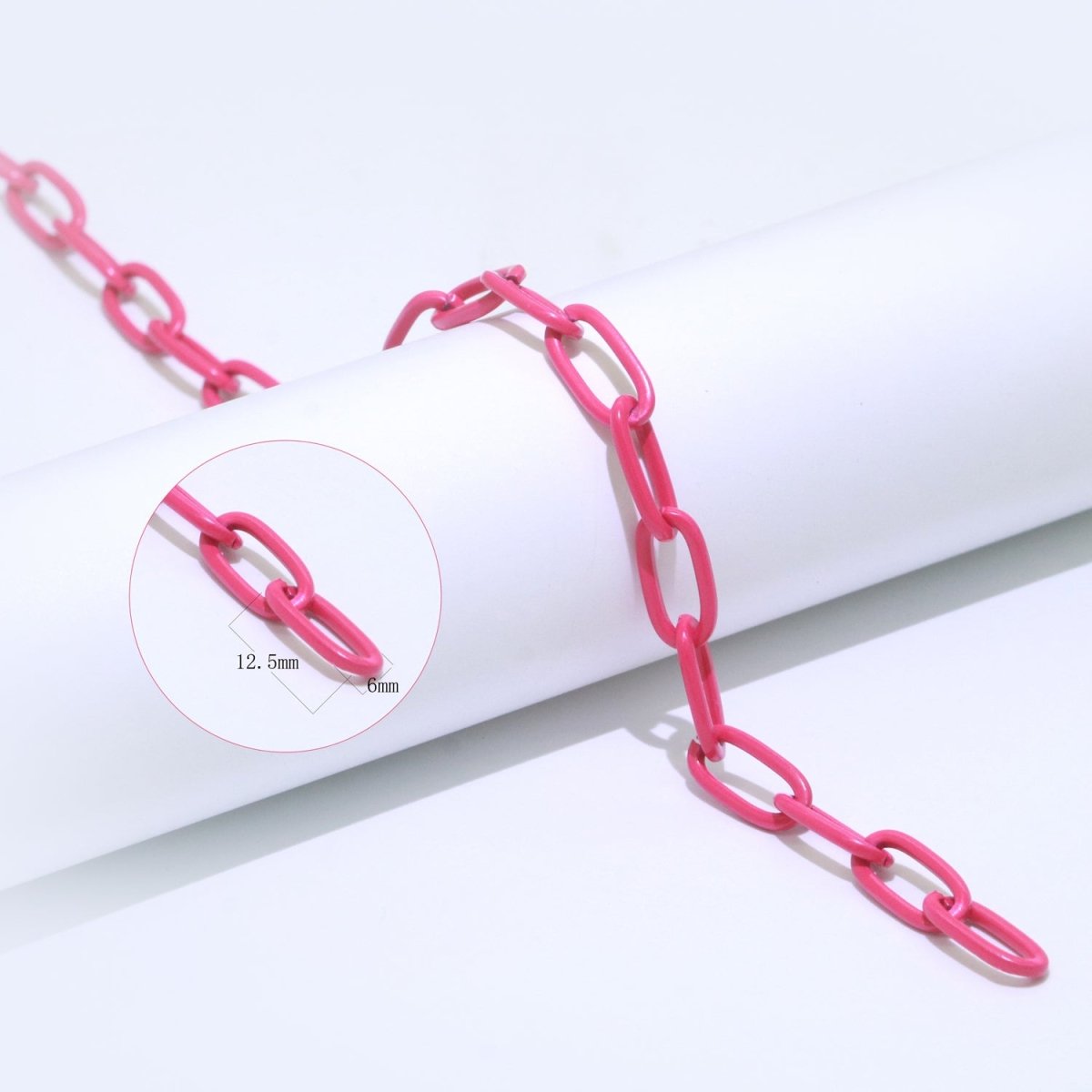 Colorful Paper Clip Chain Enamel Green, Yellow, Pink, Black, Orange, White, Purple Color for Necklace Bracelet | ROLL-576 - ROLL-585 Clearance Pricing - DLUXCA