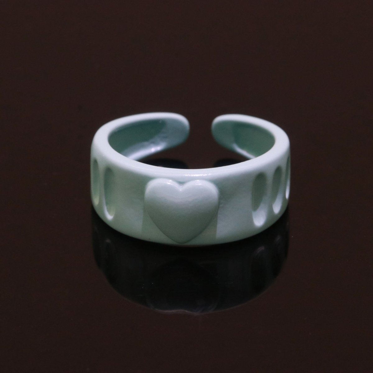 Colorful Resin Enamel Acrylic Ring Chunky Retro Rings Y2k Ring Heart Love Jewelry - DLUXCA