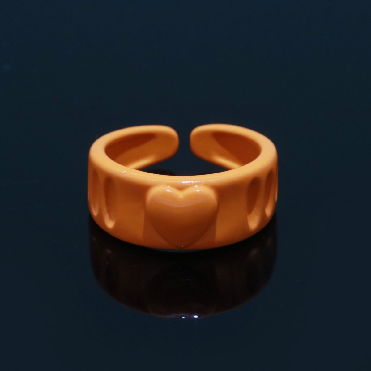 Colorful Resin Enamel Acrylic Ring Chunky Retro Rings Y2k Ring Heart Love Jewelry - DLUXCA