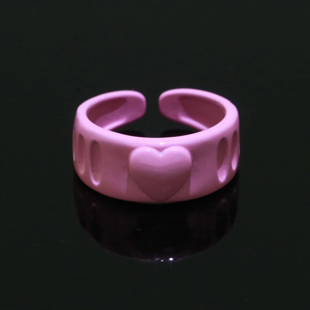 Colorful Resin Enamel Acrylic Ring Chunky Retro Rings Y2k Ring Heart Love Jewelry - DLUXCA