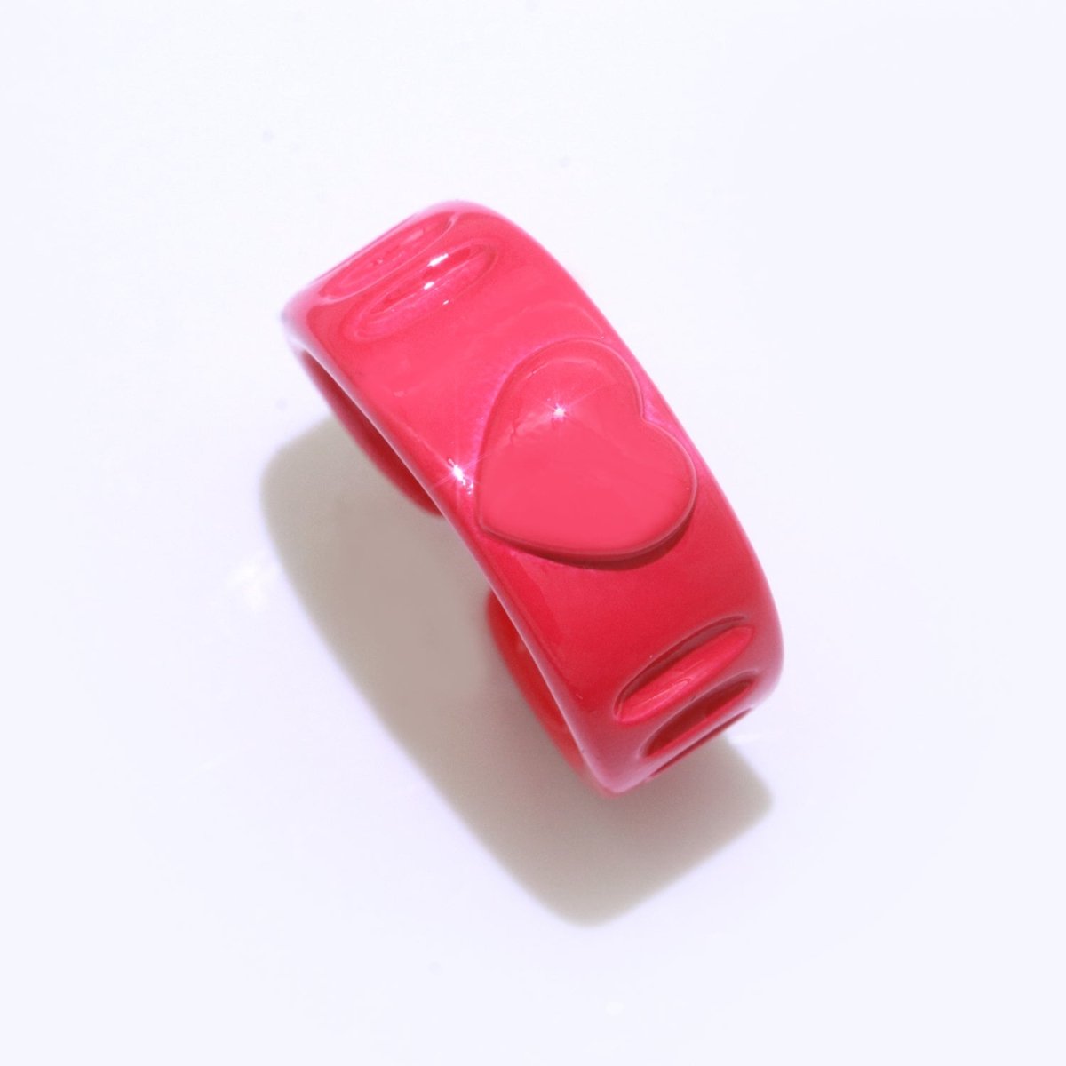 Colorful Resin Enamel Acrylic Ring Chunky Retro Rings Y2k Ring Heart Love Jewelry - DLUXCA