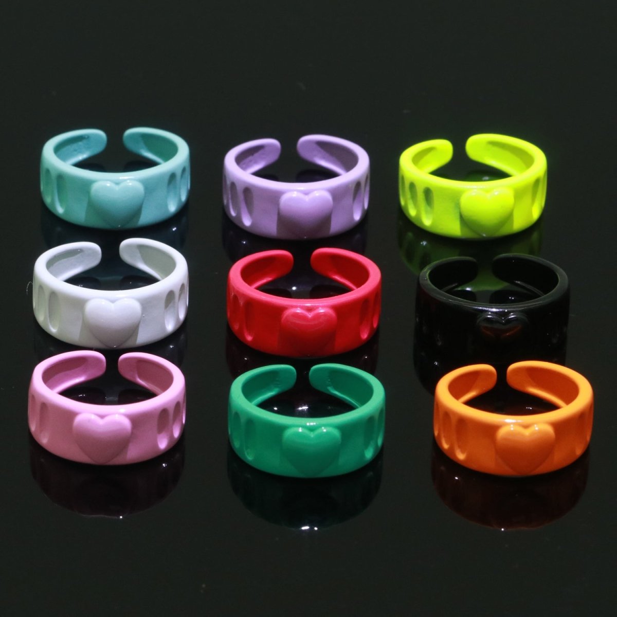 Colorful Resin Enamel Acrylic Ring Chunky Retro Rings Y2k Ring Heart Love Jewelry - DLUXCA